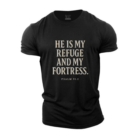 Men's HE IS MY REFUGE AND MY FORTRESS Cotton T-Shirt